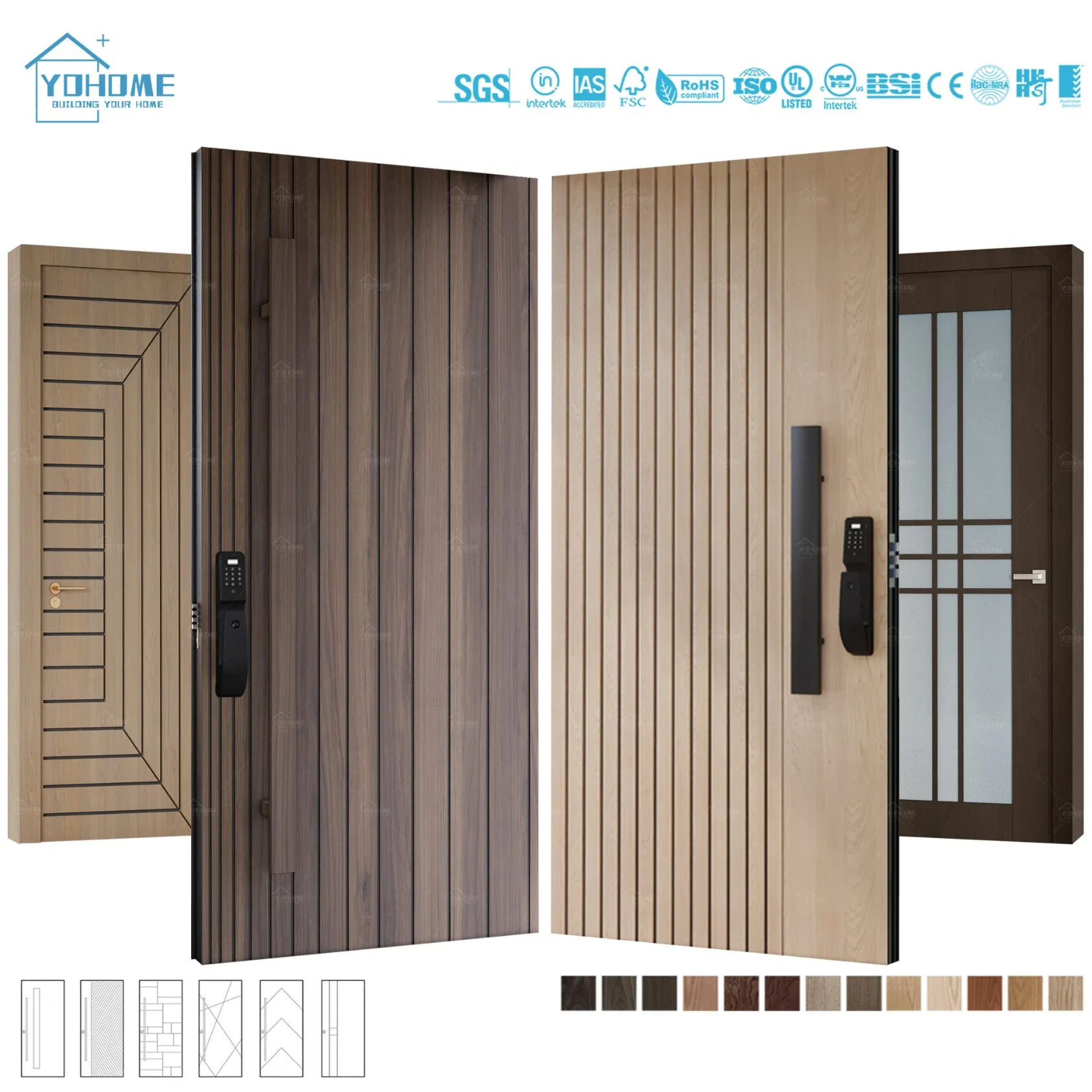 European Top Designer High End Entrance Front Doors for Houses Modern External Front Entry Doors Solid Wood Exterior Pivot Doors