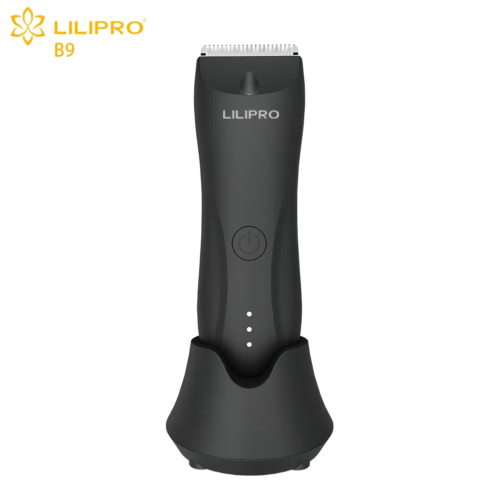 Lilipro B9 Waterproof Pubic Groin Hair Trimmer for Men Grooming Kit LCD Display Charging Base