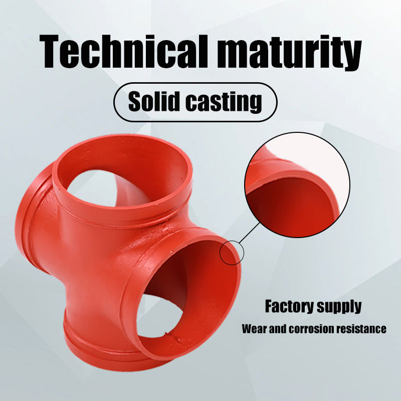 Factory Customized Grooved Ductile Iron Pipe Fitting and Coupling Grooved 3/4'' Cross