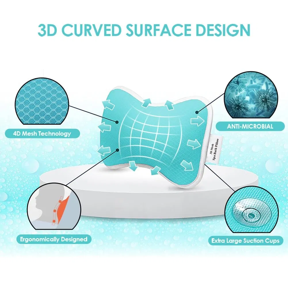 Wholesale Custom 3D Mesh Quick Dry Non Slip Bathtub Pillow