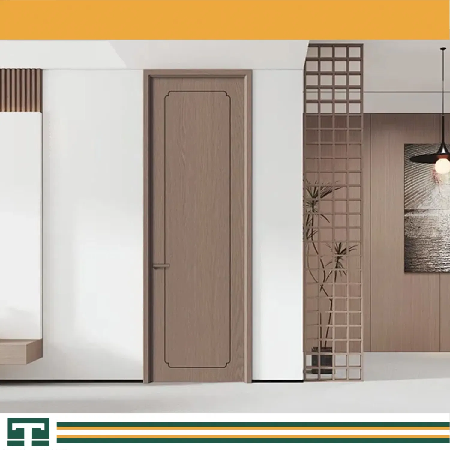 Luxury Interior-Waterproof Modern Wooden Design MDF Entry Wood Solid Door for Bedroom Room Villa Hotel