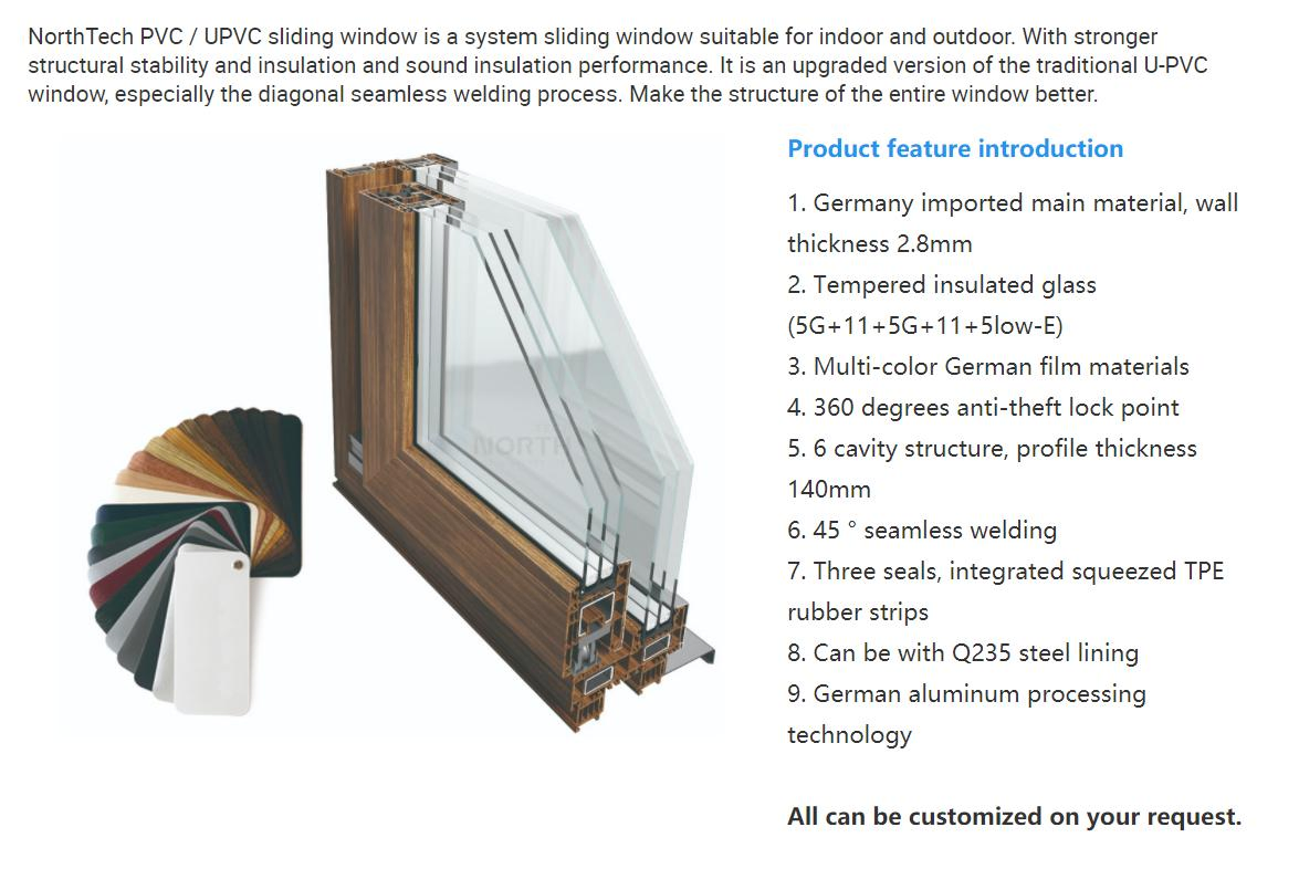 Buy UPVC/PVC Profile Sliding Window Plastic Window with Double Insulated Low-E Glass