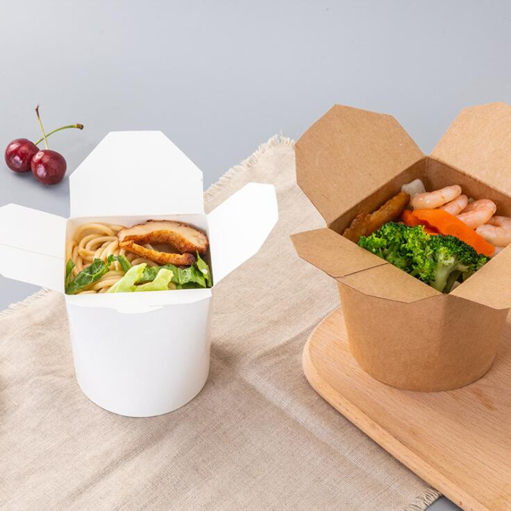 Disposable Round Bottom Kraft Paper Noodle Soup Bowl