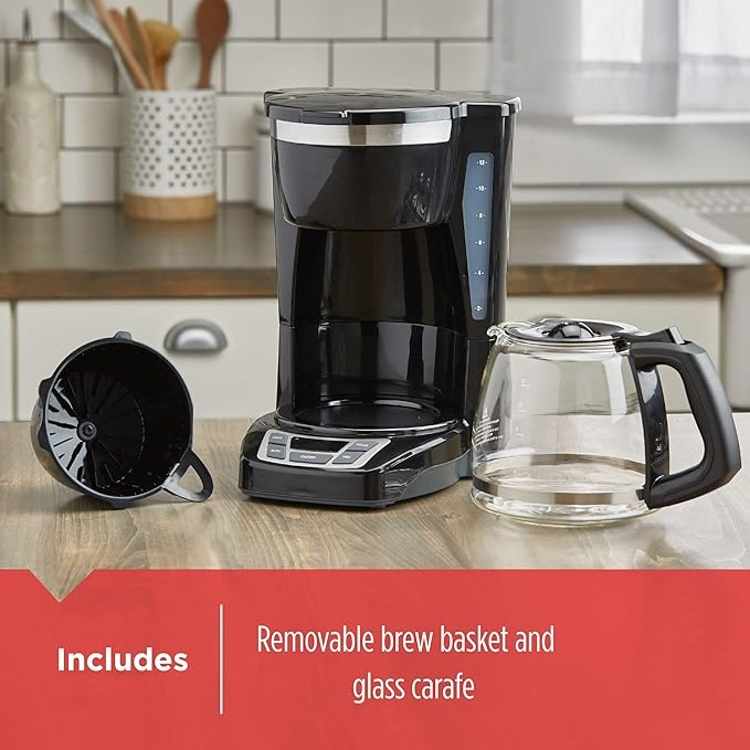 Professional 12-Cup Coffee Machine Smart Automatic Kitchen Appliances Glass Pot Coffee Maker