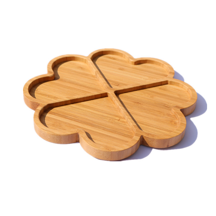 Hot Sale Customized Unique Heart Shape Bamboo Serving Tray Plate