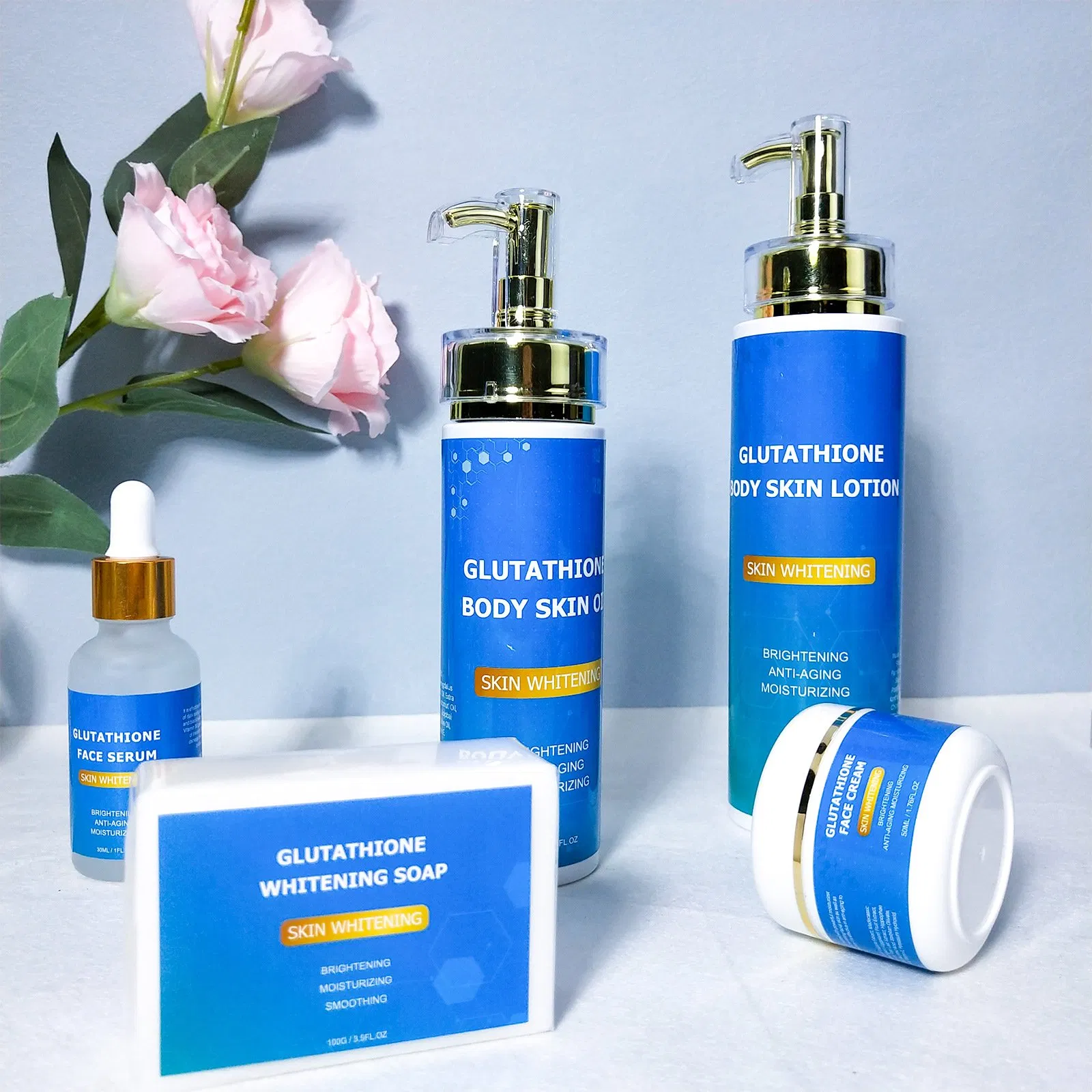 Dark Spot Remover Brightening Glutathione Organic Whitening Soap Body Oil Lotion Cream Skin Care Set