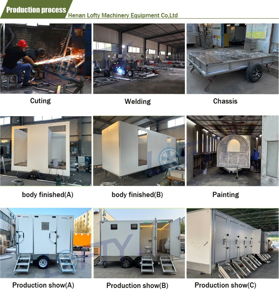 Prosky Outdoor Portable 3 Stalls VIP Mobile Portable Car Bathroom Toilet Shower Camping Washing Room Outside Restroom Trailer