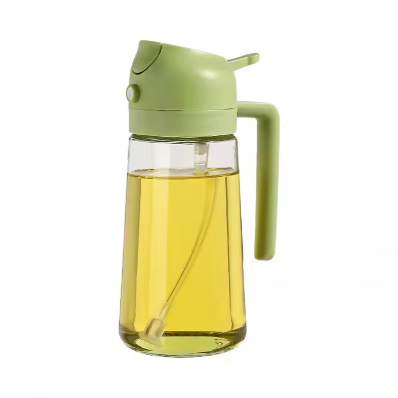 470ml Glass Dispenser Oil Bottle with Nozzle 2 in 1 Olive Oil Sprayer Glass Oil Dispenser Bottle for Kitchen BBQ Tools