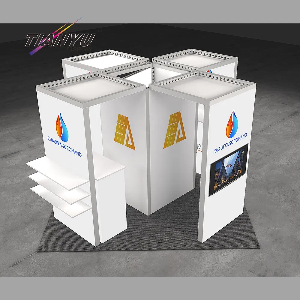 Tianyu M Series 3X3 Aluminum Frame Modular Trade Show Booth with Shelves and Counter Table