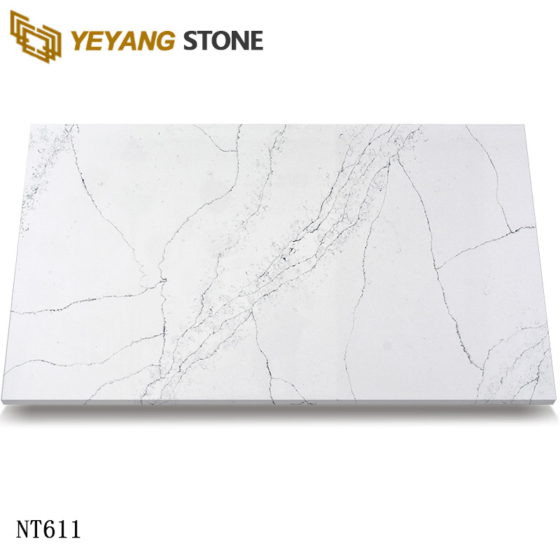 Organic Brown Veins Clacatta Quartz Slab for Vintage Interior