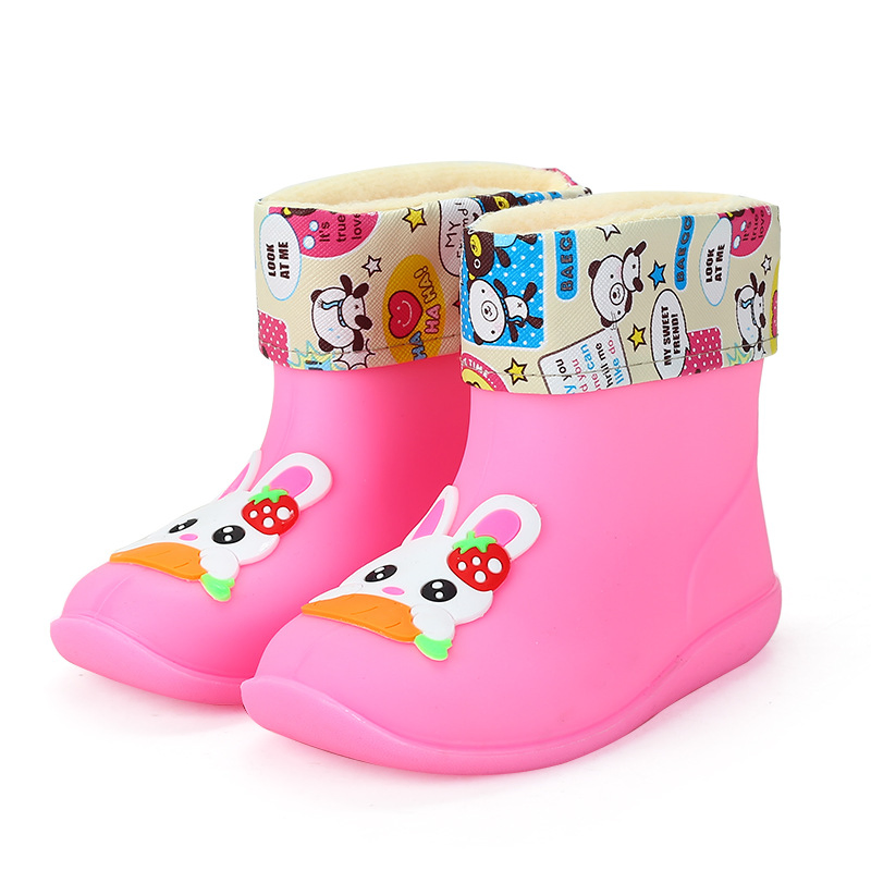 New Style Kids Rain Boots Plus Warm Cotton Waterproof Overshoes