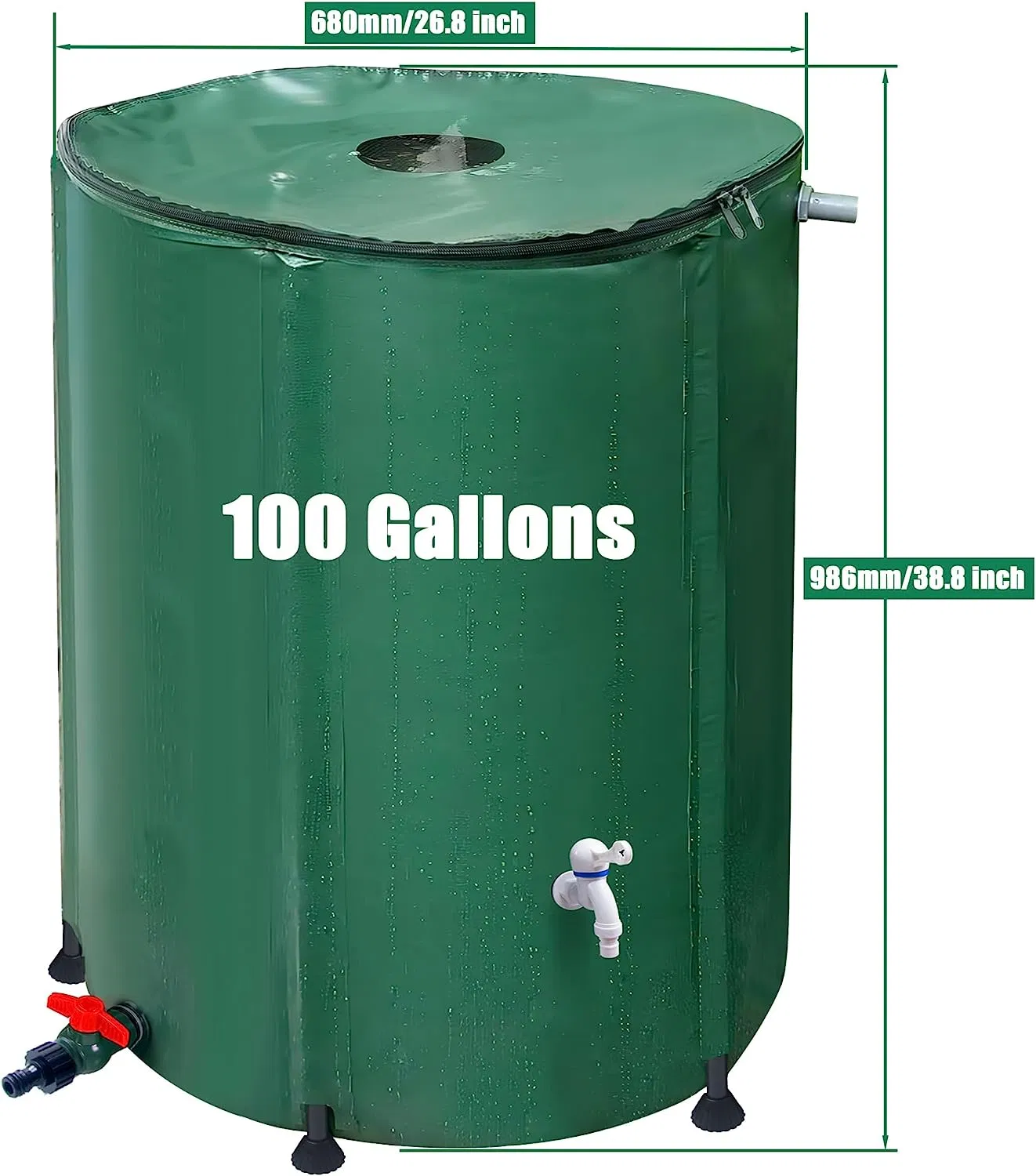 50 Gallon 200L Collapsible Rain Barrel Portable Water Storage Tank Rainwater Collection System
