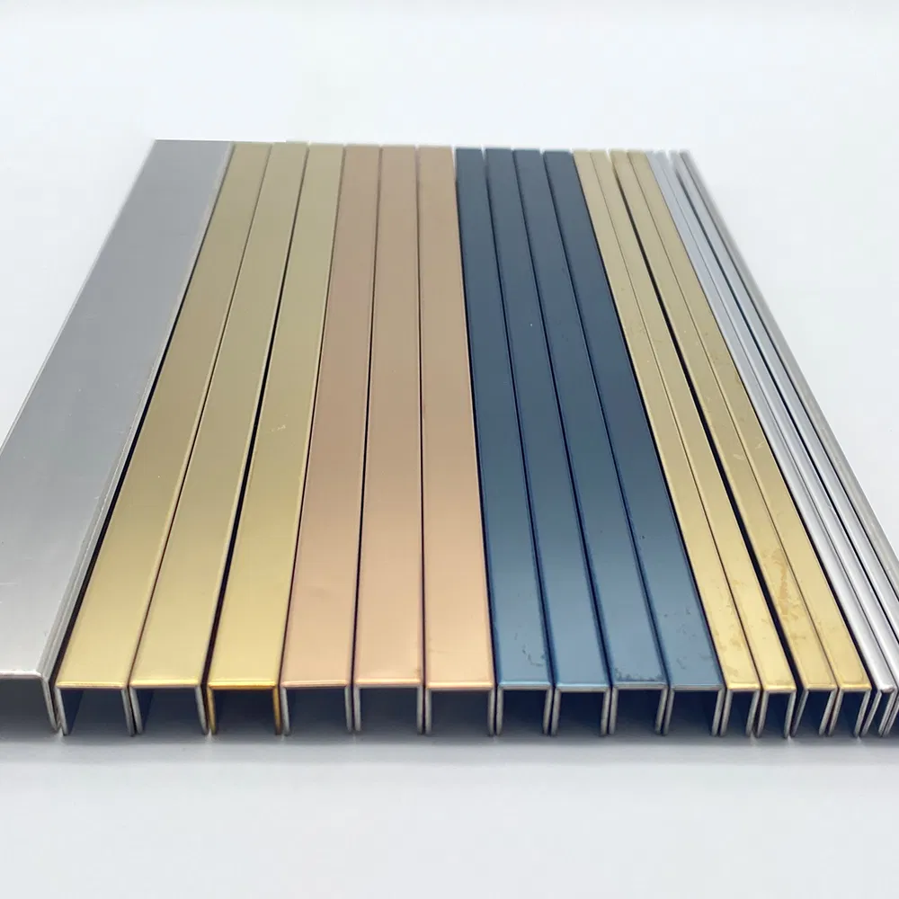 Metal Accessories 304 U Shape Stainless Steel Tile Trim Rose Gold for Kitchen
