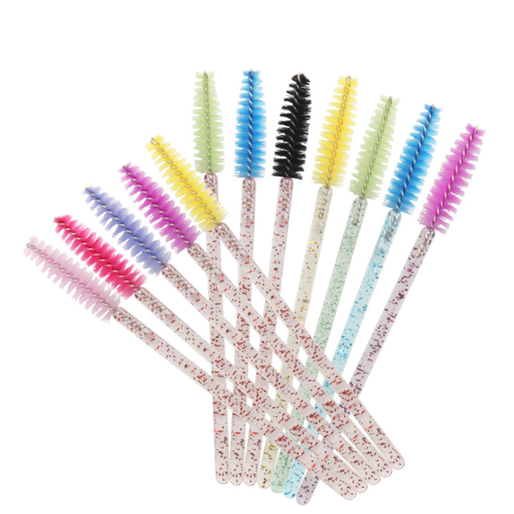 Shiny Crystal Eyelash Applicator Disposable Crystal Handle Nylon Glitter Mascara Wands Spoolies Brushes