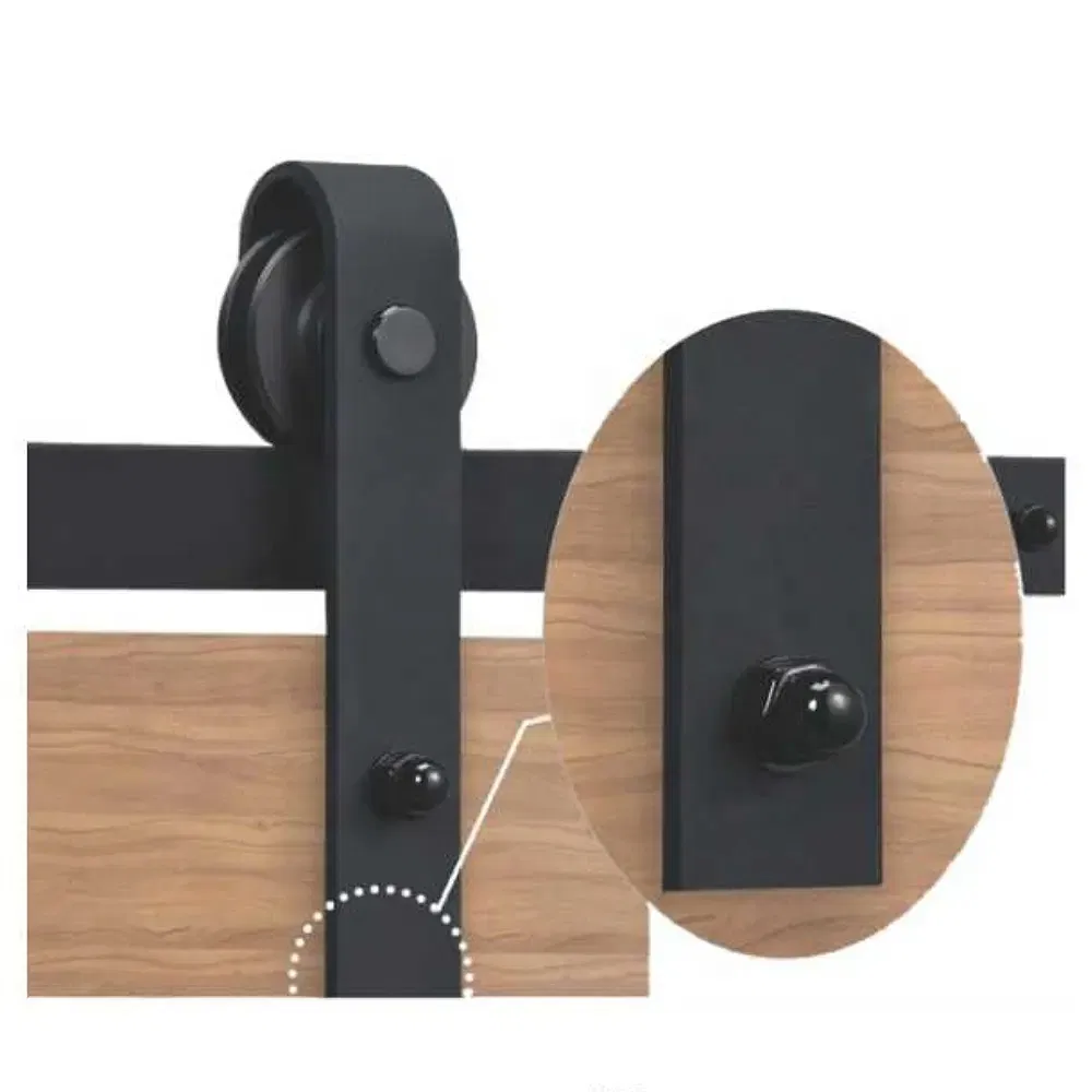 Elegant Farmhouse Style Matt Black Wooden Sliding Barn Door Hardware Set