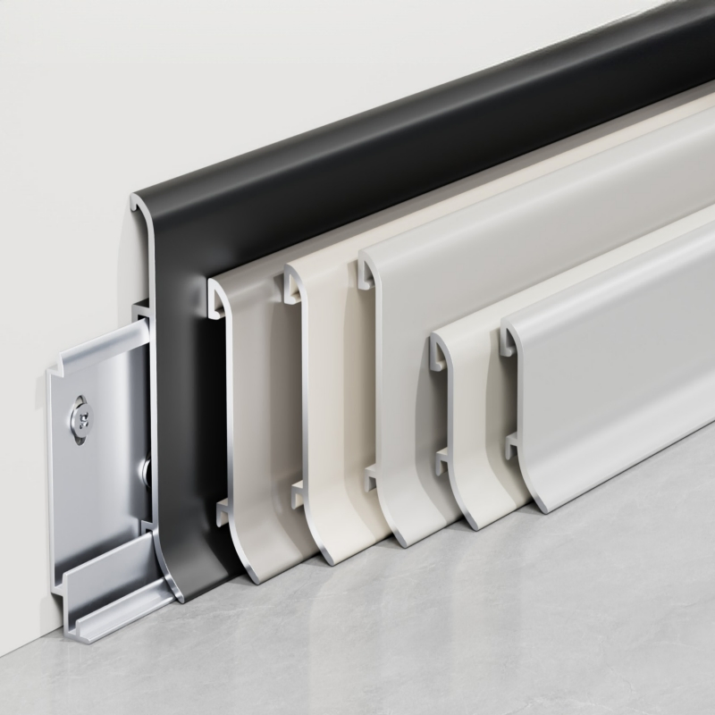 Aluminum Baseboard Skirting Kickboard, Pearl White Finishes Available Worldwide, Customizable