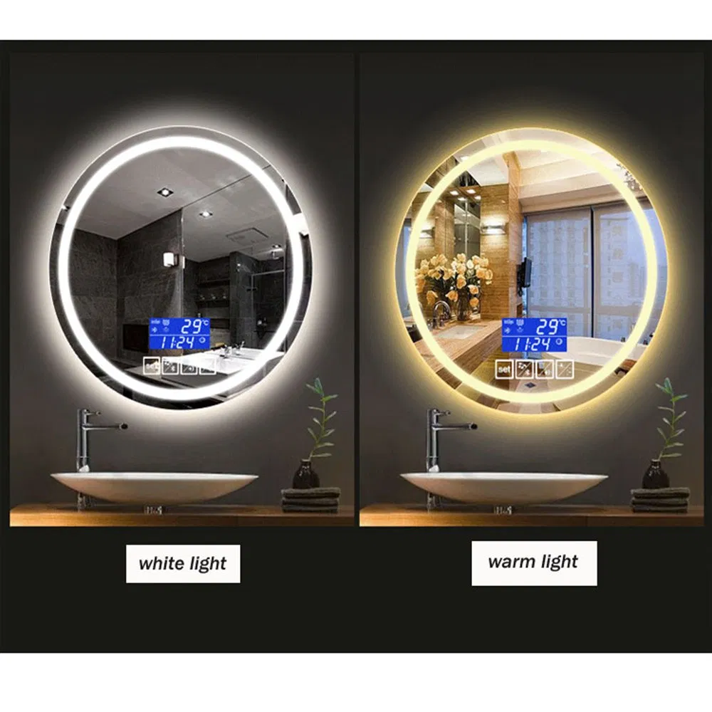 Round Dressing Decoration Light Backlit Lamp Hotel Silver Home Wall Decor Modern Furniture LED Bathroom Smart Mirror