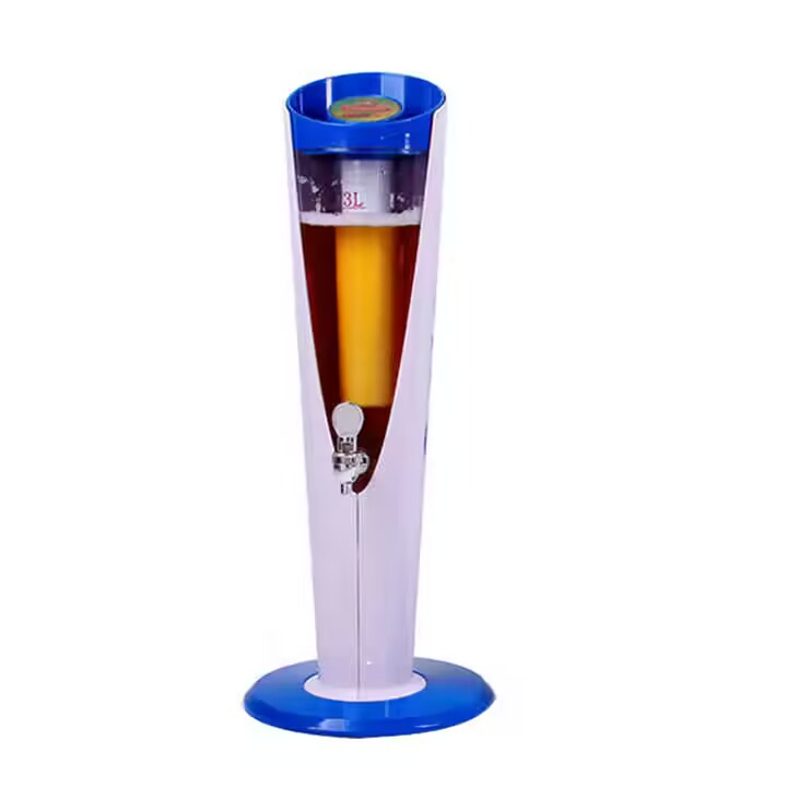 Customized Logo 2L/3L Bar Party Drinking Beverage Plastic Beer Tower Dispenser Liquor Juice Margarita Drink Tower Blue Red Black Green Beer Tower