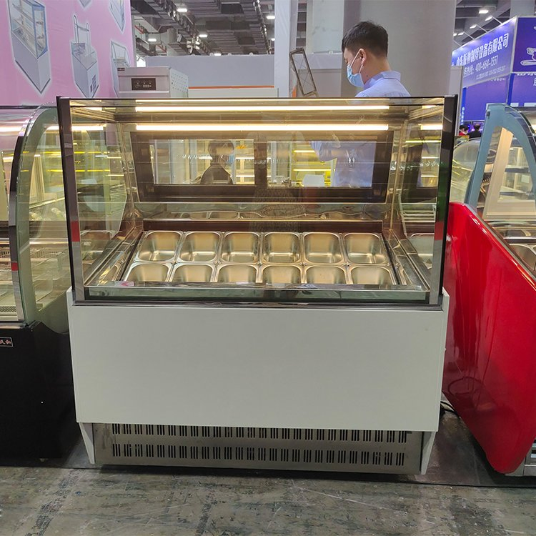 12 Pans Commercial Gelato Showcase Ice Cream Display Freezer