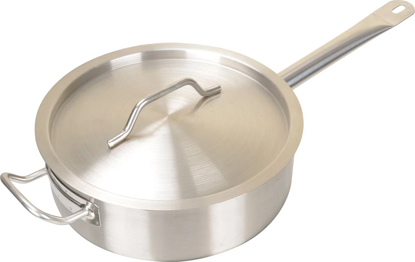 Кастрюля сотейник нержавеющая короткая с одной ручкой