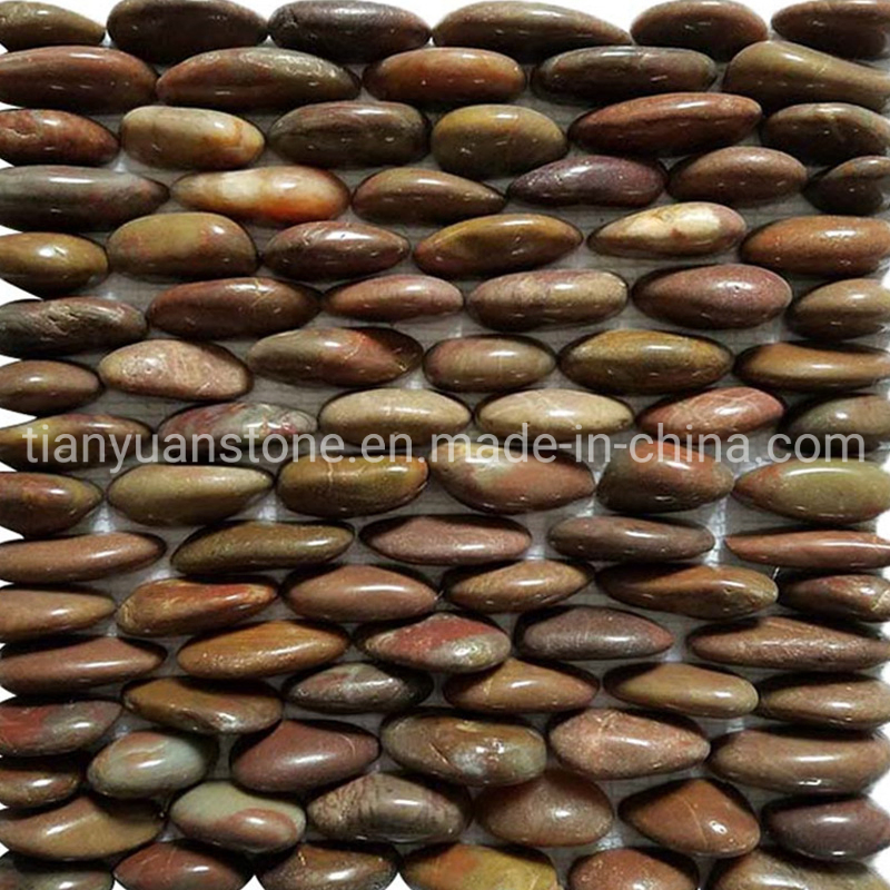 Flat Natural Stone Sliced Pebble Mosaic Tile