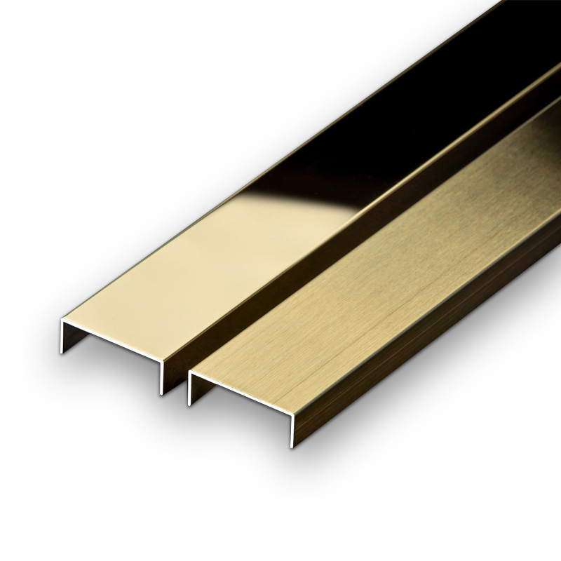 Decorative Titanium Plating Floor U Profile Curved Tile Edging Trim Brushed Brass