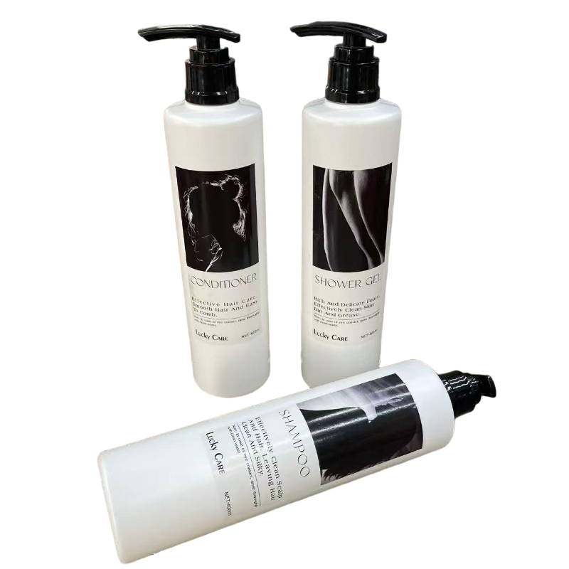 Luxury Hotel Toiletries Set Shampoo Conditioner Shower Gel 400ml Pump Bottle Custom Logo Hotel Amenity Supplies