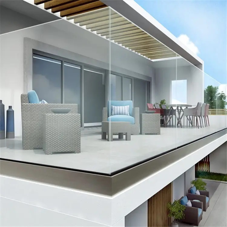 Cmbmart Swimming Pool Fence Safety Tempered Laminated Glass Railing with Stainless Steel Spigots