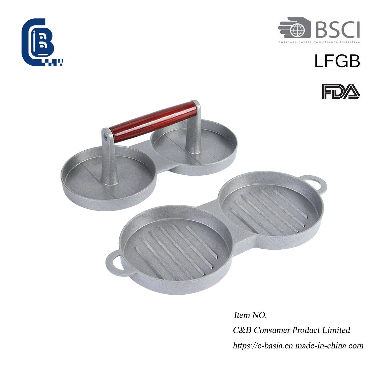 Double-Lattice Non-Stick Stainless Steel Hamburger & Steak Press