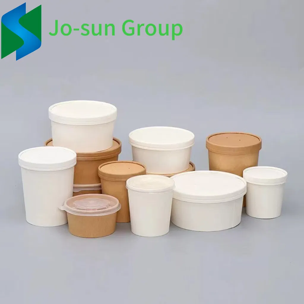 Morden Style Round Ice Cream Packing Cup Bottom Take Away Food Noodle Soup Rectangle Takeaway Kraft Paper Bowl