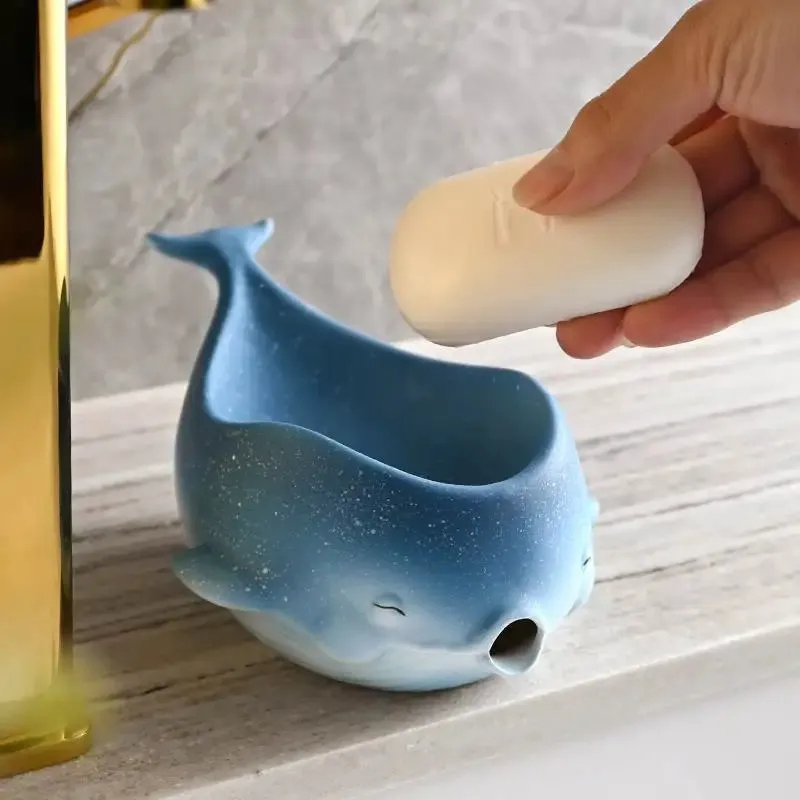 Ceramic Dolphin Shaped Soap Dish Keep Soap Dry Porcelain Soap Holder