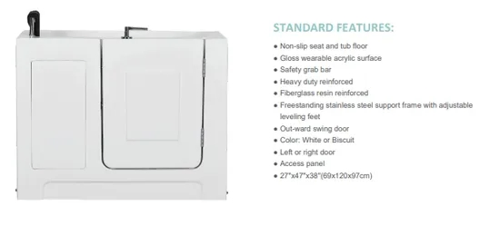 Convenient Bath Tub Disabled Bathtub User-Friendly Bathtub