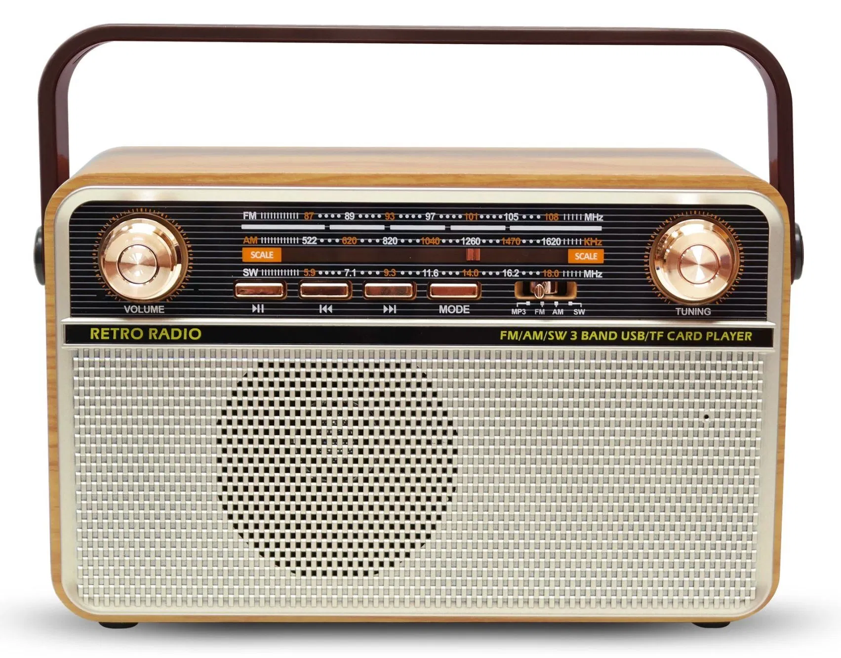 Kemai MD-505BT Portable 3-Band Am FM Sw Radio, High Volume, , TF Card and MP3 Player, Rechargeable Speakers Classicism Furniture Decoration Bluetooth Remote Con