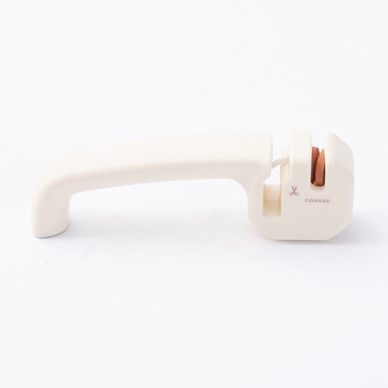 White Dual Purpose Knife Scissors Sharpener Non Slip Ergonomic Pocket Gadget