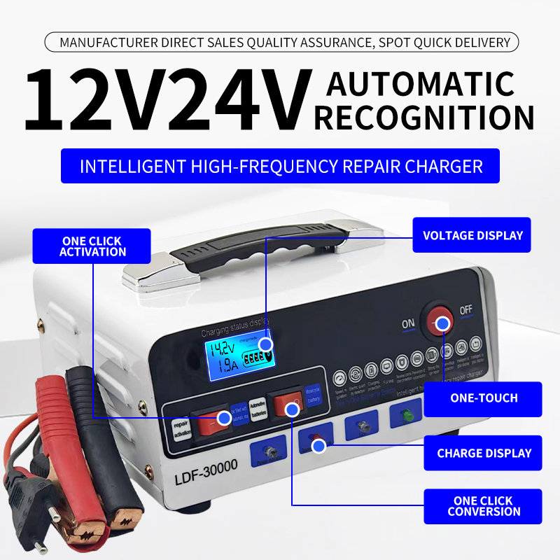 Intelligent Repair and Activation Battery Charger for 12V and 24V Lead-Acid Batteries of Automobiles and Motorcycles