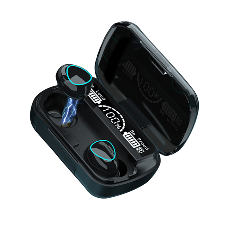 Best Selling Noise Cancelling Wireless Dual Track LED Light Display Bluetooth Earphone