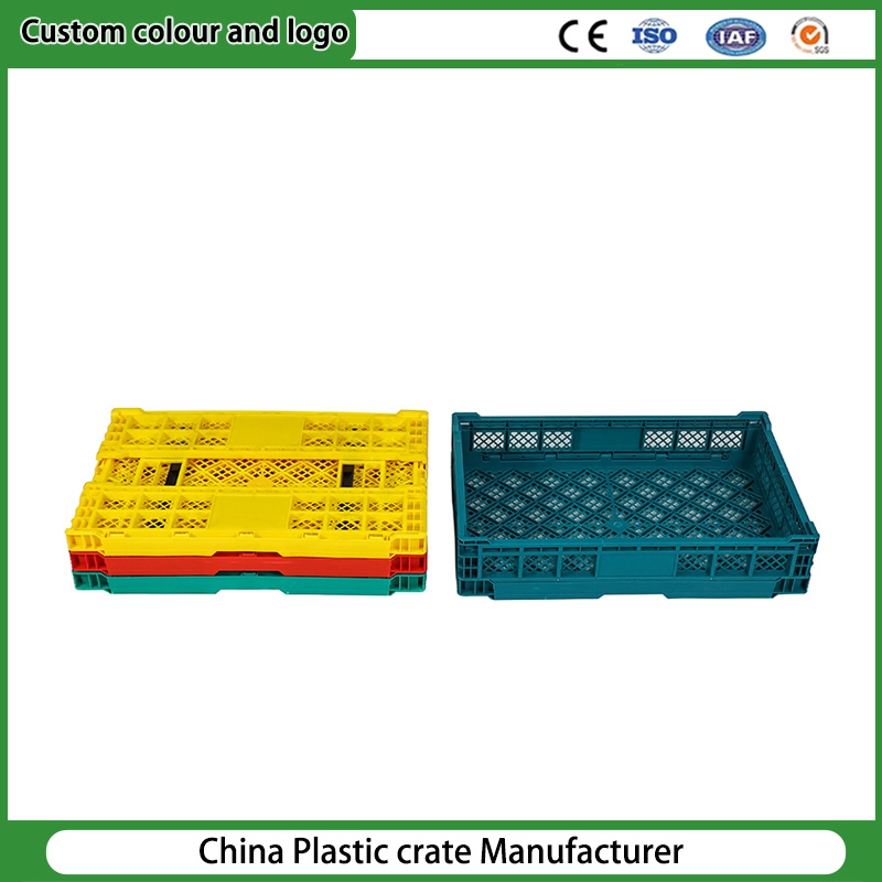 100% PP Material Collapsible Plastic Food Container Nestable and Stackable Vegetable Harvesting Foldable Transport Plastic Crates