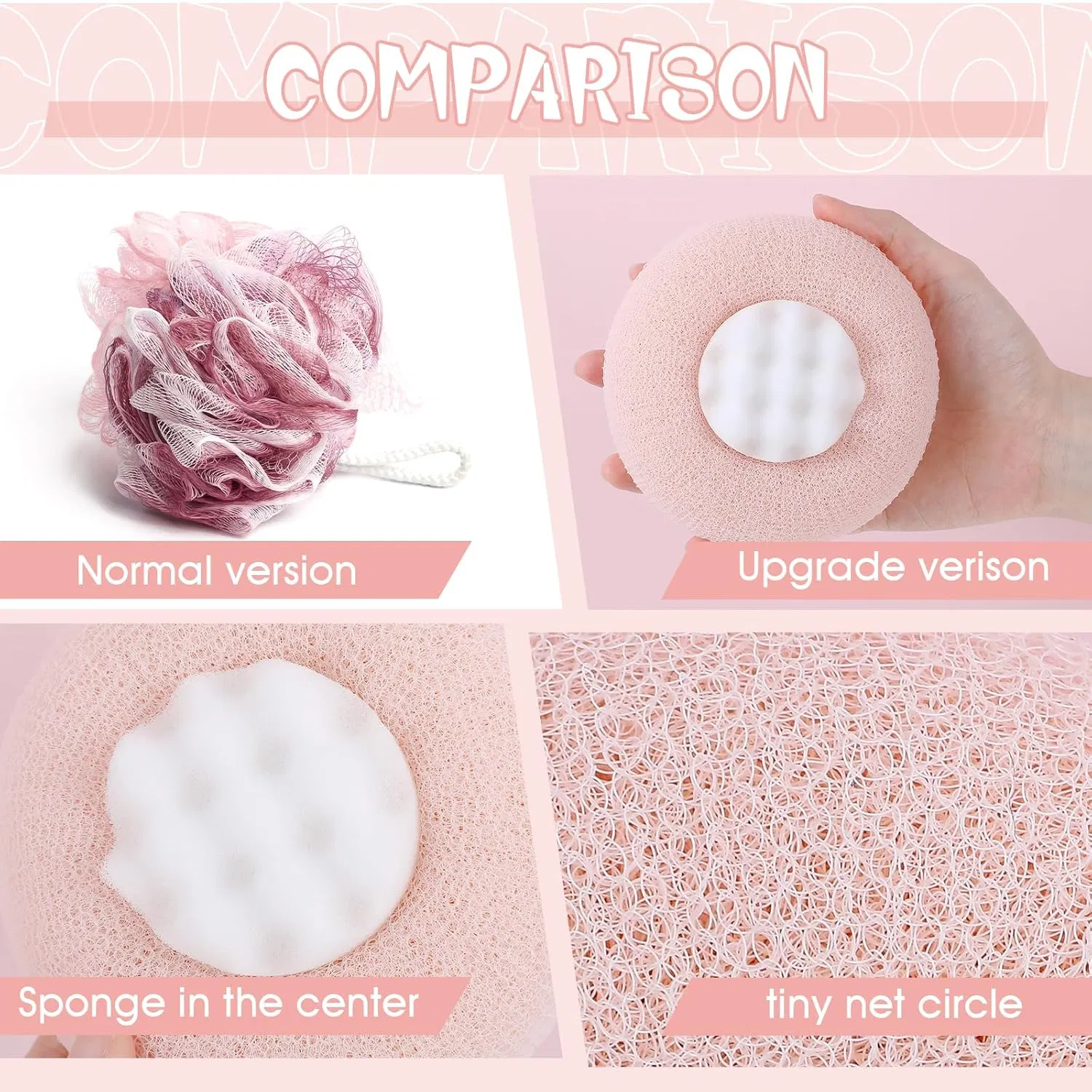 Soft Sunflower Suction Cup Mesh Body Bath Brush with Comfortable Non-Slip Handle