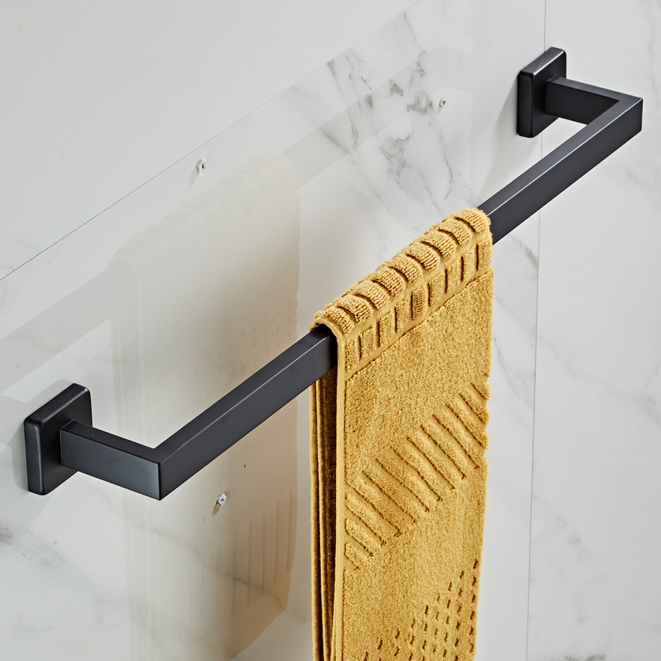 Thicken SUS304 Stainless Steel Towel Bar for Bathroom, Bathroom Accessories Towel Rod Heavy Duty Wall Mounted Towel Holder Square Base Bath Towel Rack