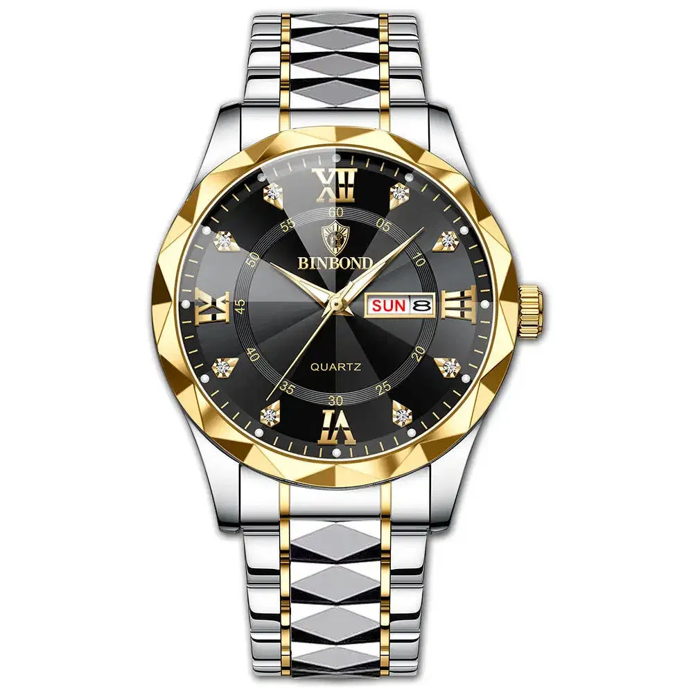 Binbond Quartz Waterproof Fashion Watch Men Date Stainless Steel Watches Wrist Watch