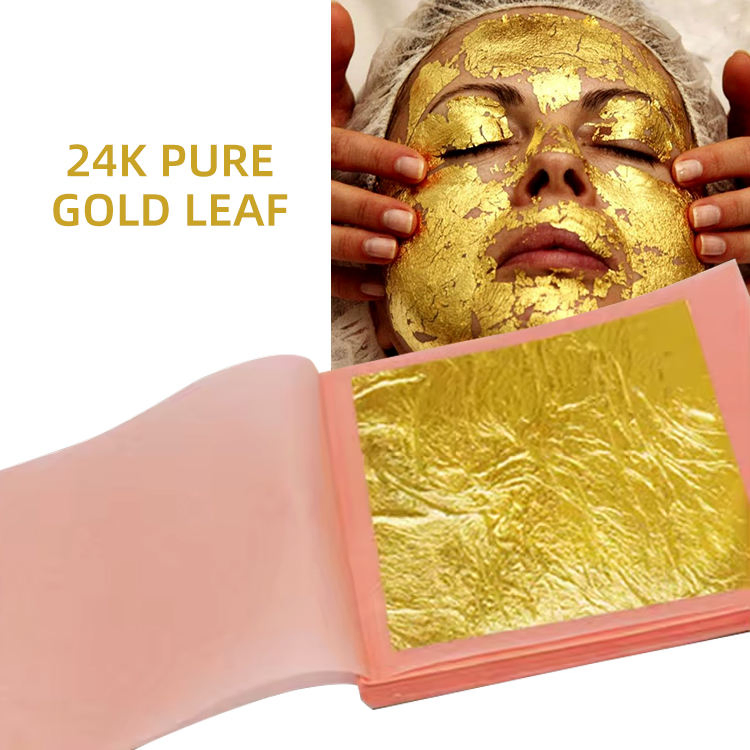 Private Label High Quality 24K Genuine Gold Leaf Facial Mask 8*8cm Skin Care Gold Leaf Sheet Foil