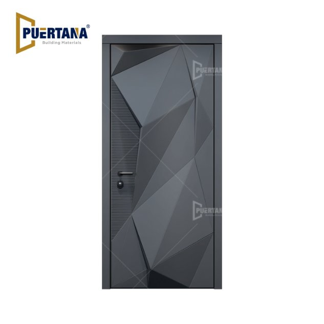 Exquisitely Designed Front Wrought Iron Entry Door with Grill and Glass Design