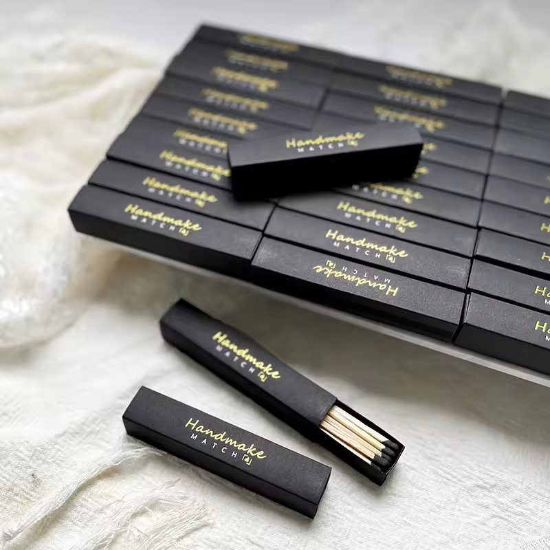 Premium Wooden Match Box Set with UV Foil Printing Design