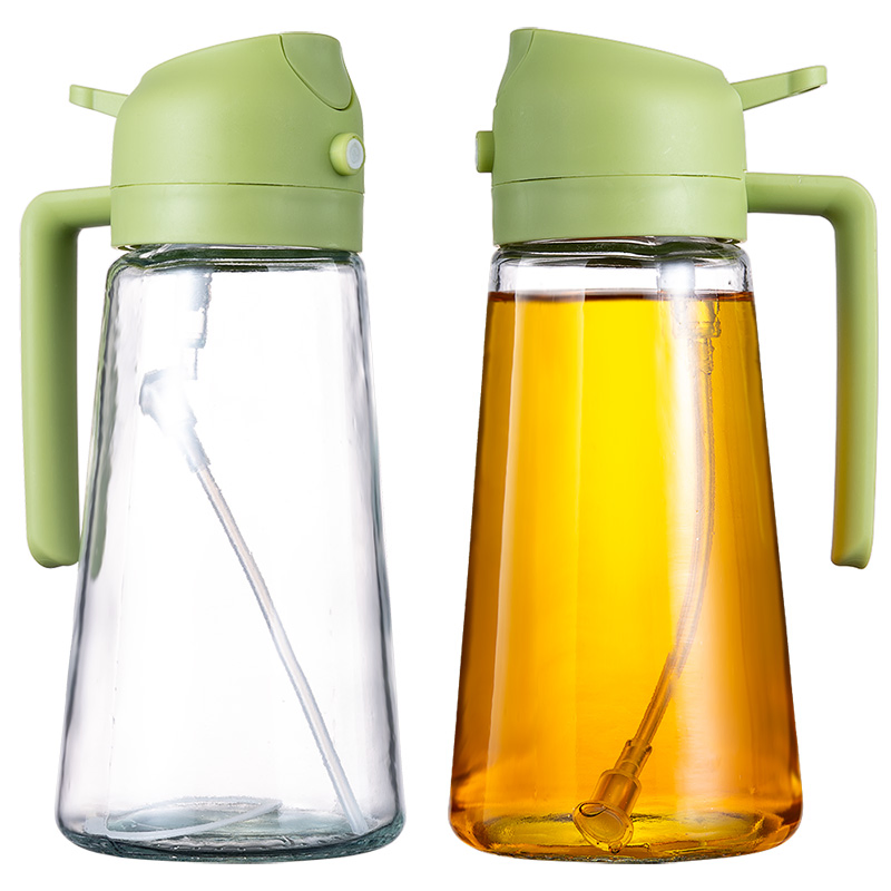 Wholesale Price 470ml Conical Glass Olive Oil and Vinegar Spray Bottle 16 Oz 2-in-1 Cooking Oil Sprayer & Dispenser for Kitchen