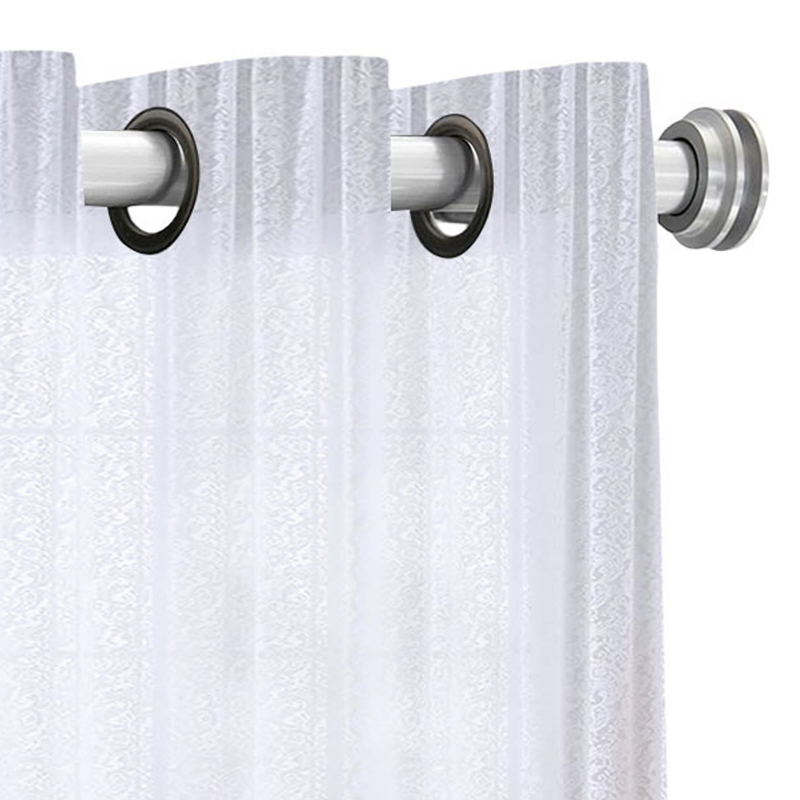 French Window Screen, Lace White Gauze Curtain, Bay Window, Living Room, Bedroom, Balcony, No Perforated Curtain
