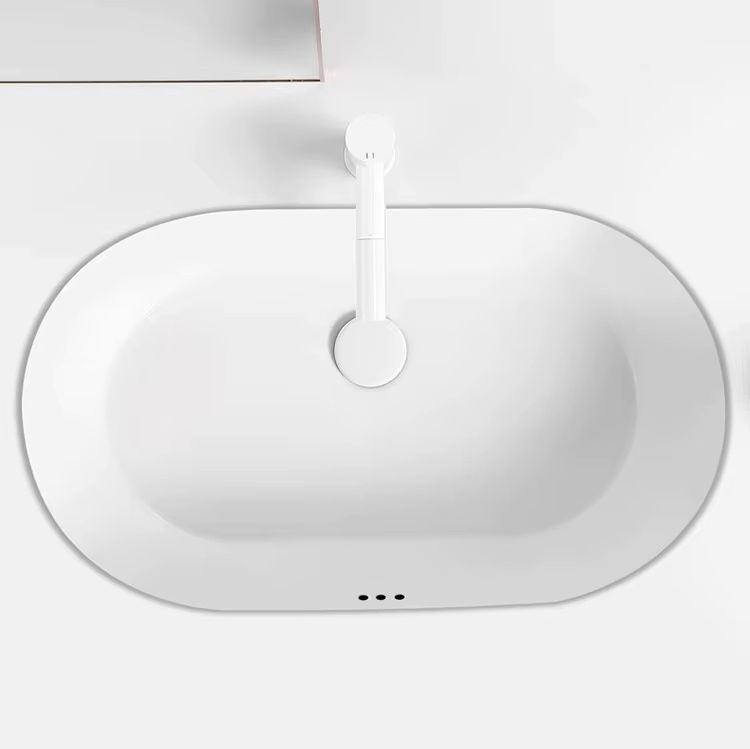 Balcony Household and Hotel/Bathroom Modern Oval Ceramic Sink Easy Clean Washbasin