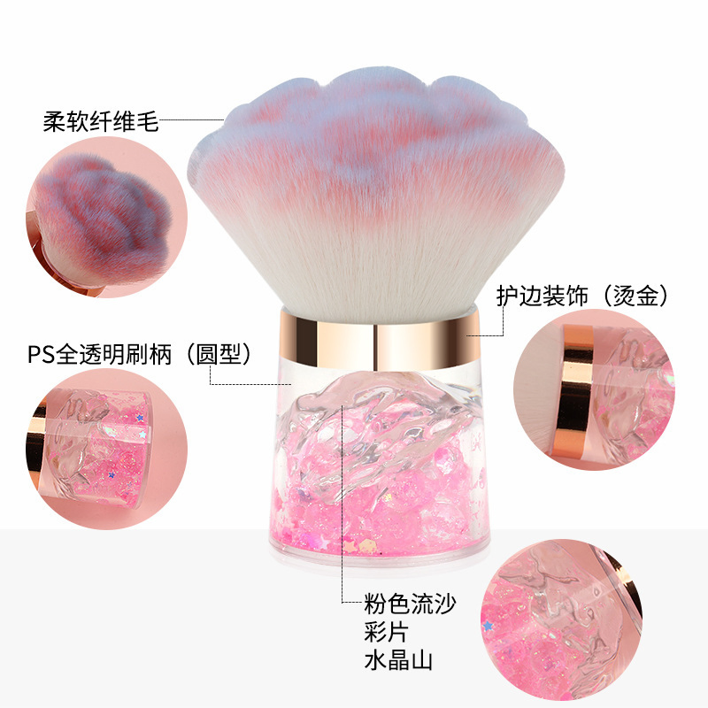 Transparent Handle Nail Dust Cleaning Brush Cleaning Magic Mirror Powder Nail Brush