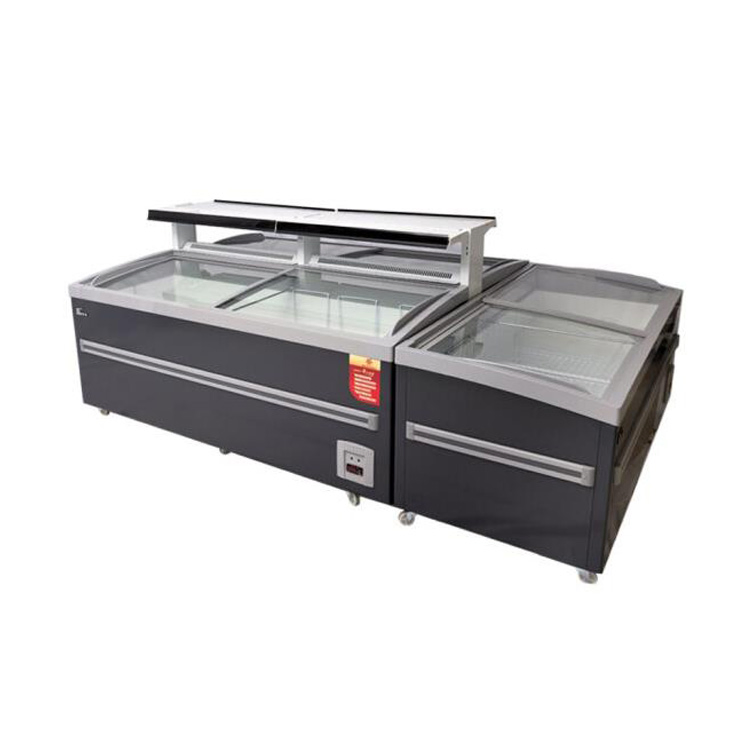 Factory Price SD-588y Supermarket Sliding Top Glass Chest Combined Island Commercial Freezer