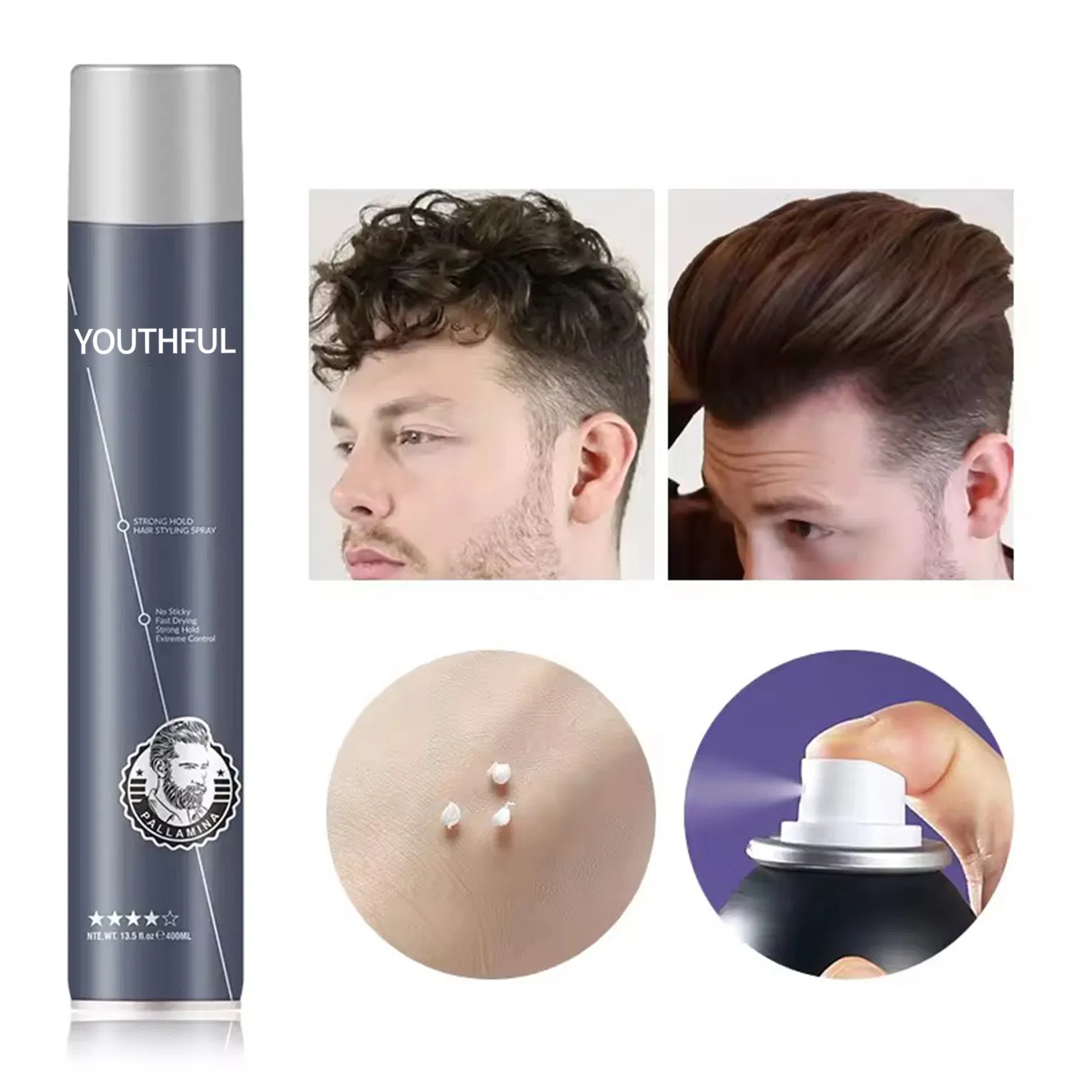 Custom Logo Texture Strong Hold Volumizing Barber Hair Spray
