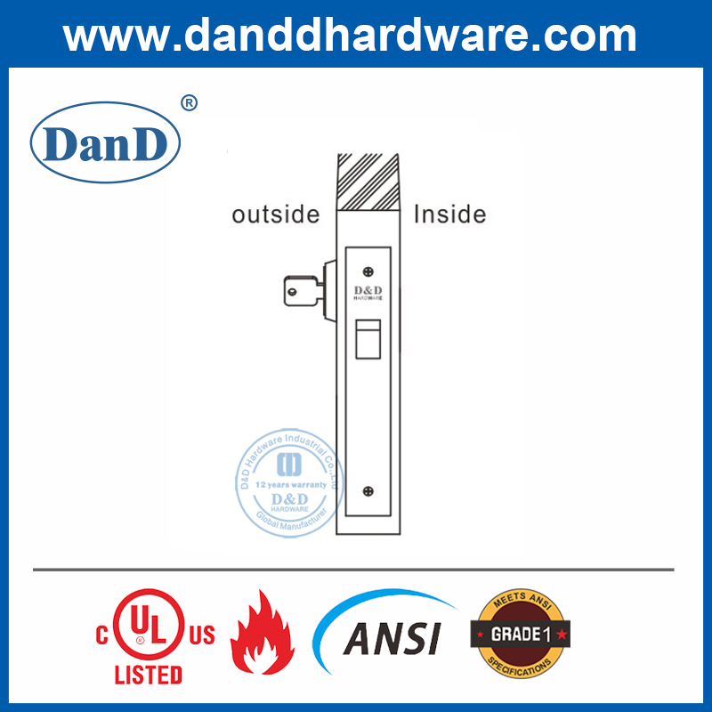 Door Fitting ANSI Inside Security Exit or Communicating Lock for Commercial Door